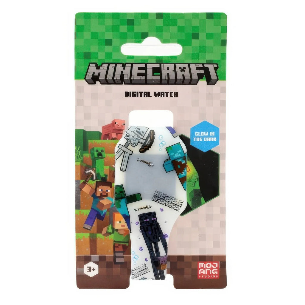 Minecraft Glow In The Dark Silicone Digital Watch - Assorted