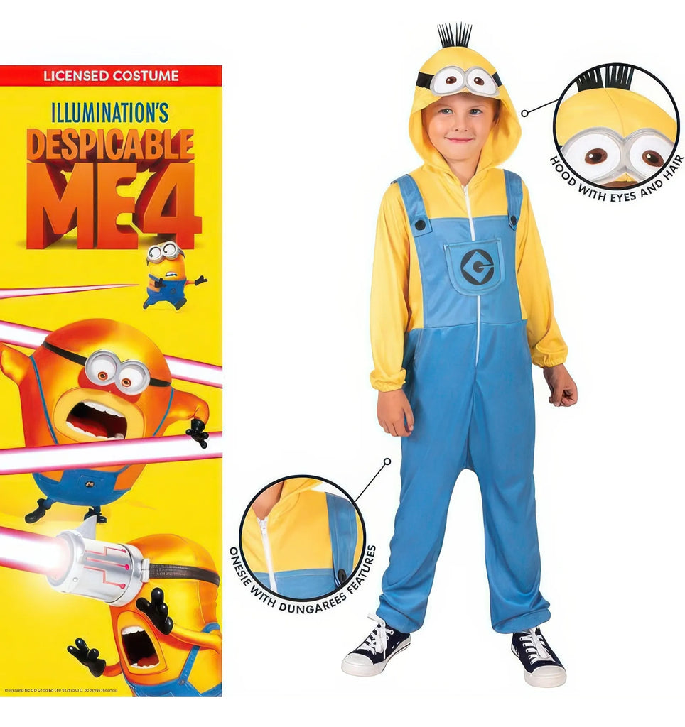 Minion Onesie Despicable Me 4 Kids Fancy Dress Costume - Size Small