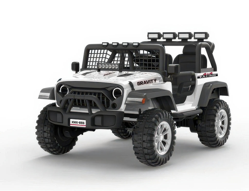 Monster Jeep 2-seater Gravity 12V Battery Ride-on Car - White