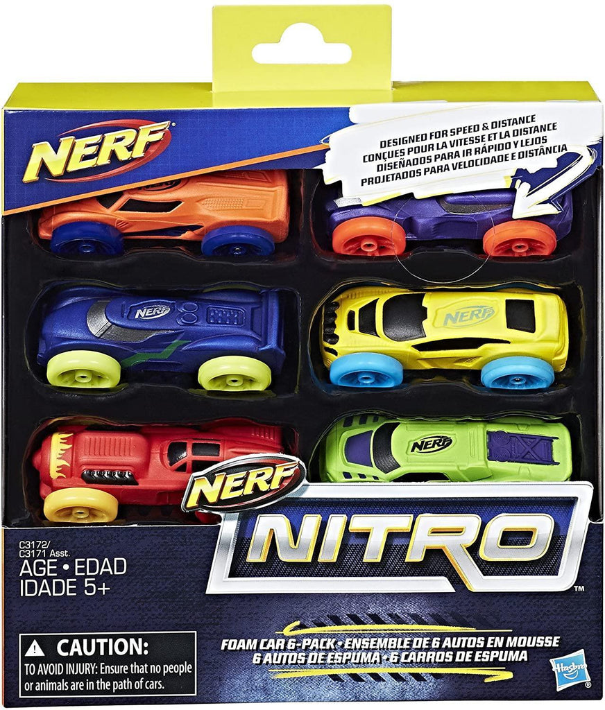 Nerf Nitro C3172 Foam Cars - 6 Pack - TOYBOX