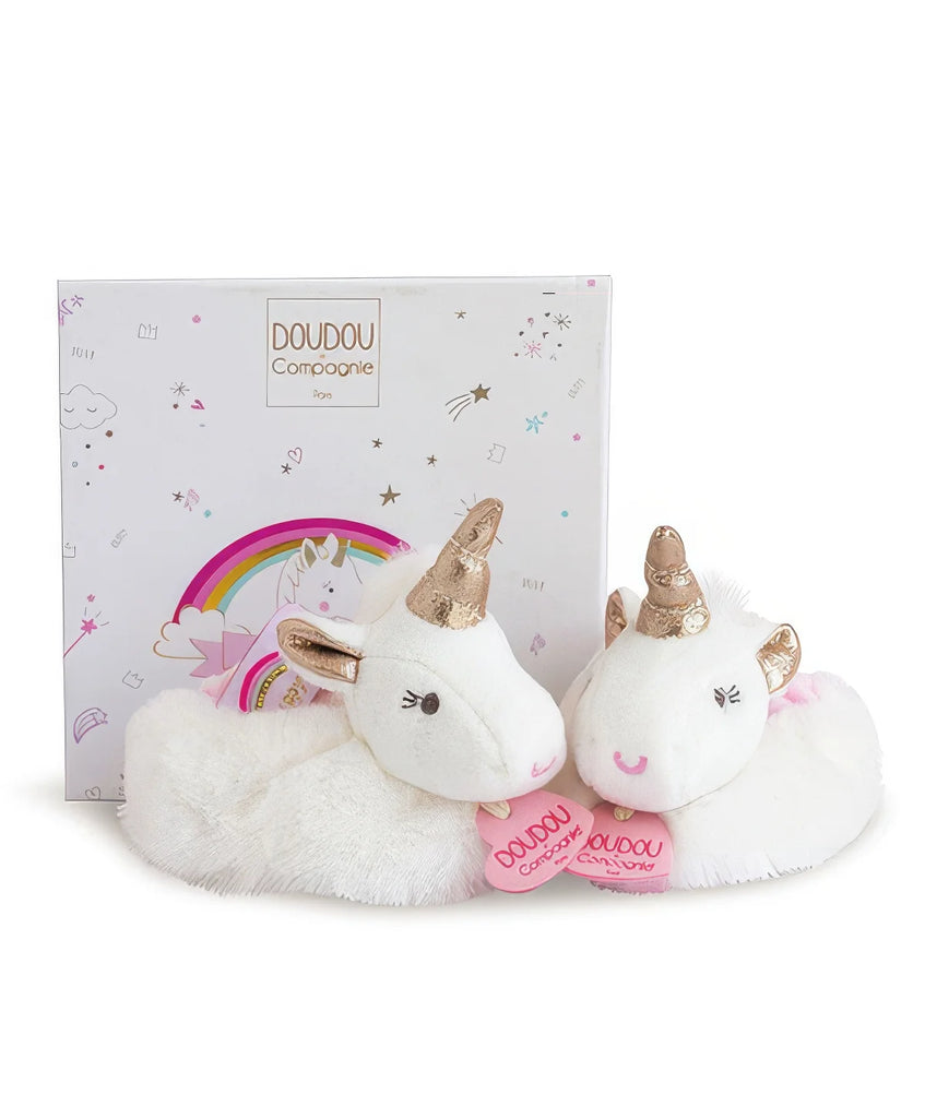 Doudou et Compagnie New Born Gift Box Unicorn Baby Slippers with Rattle - TOYBOX Toy Shop