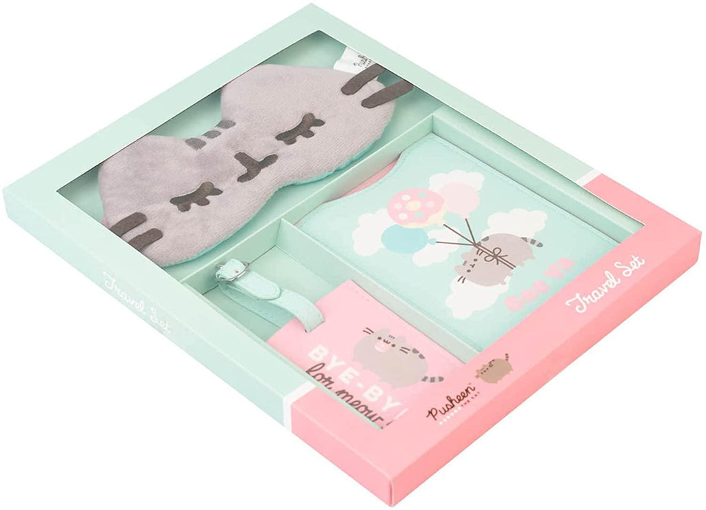 Official Pusheen Travel Set – Passport Holder, Luggage Tag and Sleep Mask - TOYBOX Toy Shop