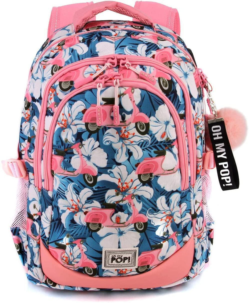 Oh My Pop Pink Scooter-Running HS Backpack Casual Daypack 44cm - TOYBOX