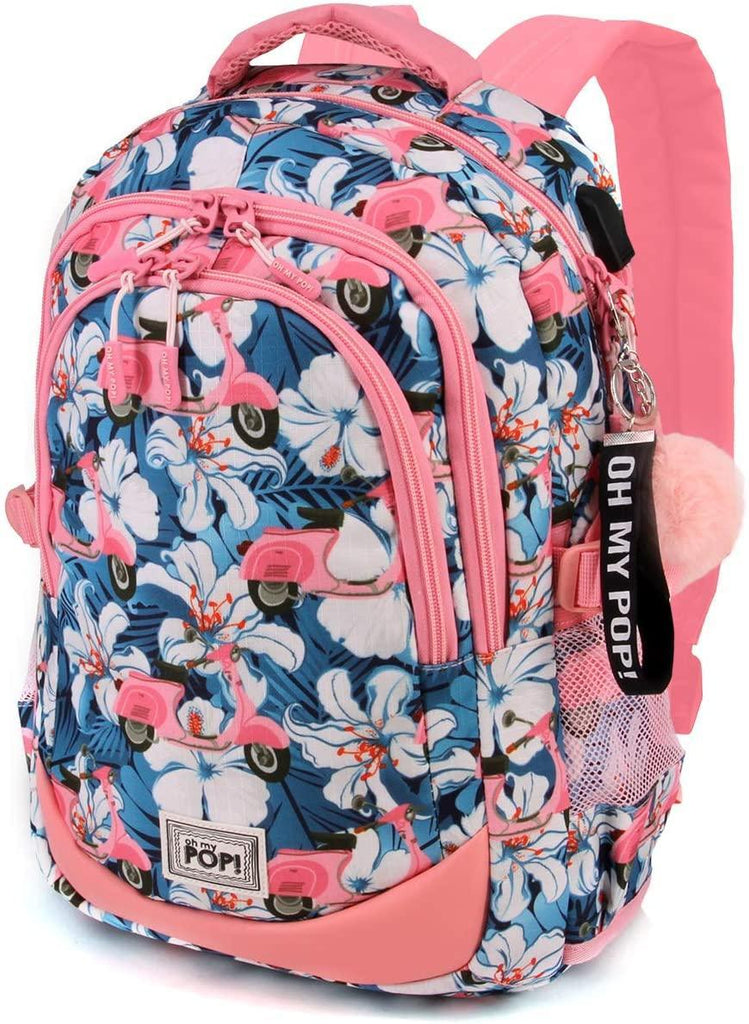 Oh My Pop Pink Scooter-Running HS Backpack Casual Daypack 44cm - TOYBOX Toy Shop