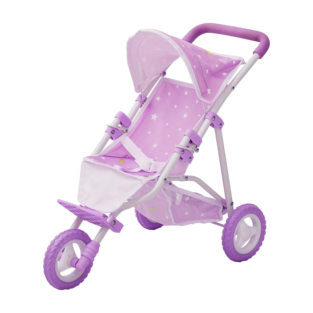 Olivia's Little World Doll Jogging-Style Pram with Canopy, Storage Underneath - TOYBOX Toy Shop