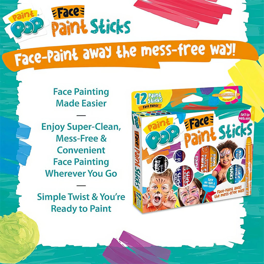 Paint Pop Face Paint Sticks 12 Pack - TOYBOX Toy Shop
