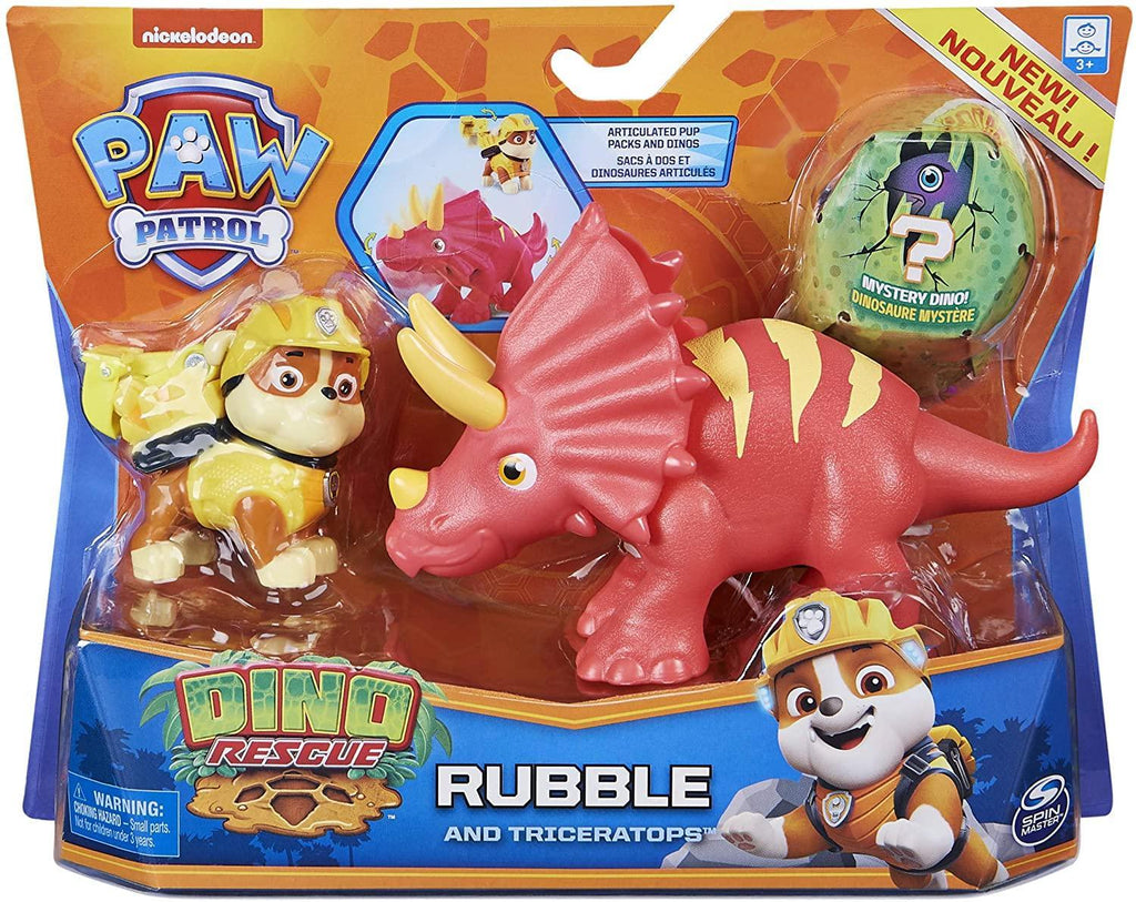PAW PATROL Dino Rescue Rubble and Dinosaur Action Figure Set - TOYBOX