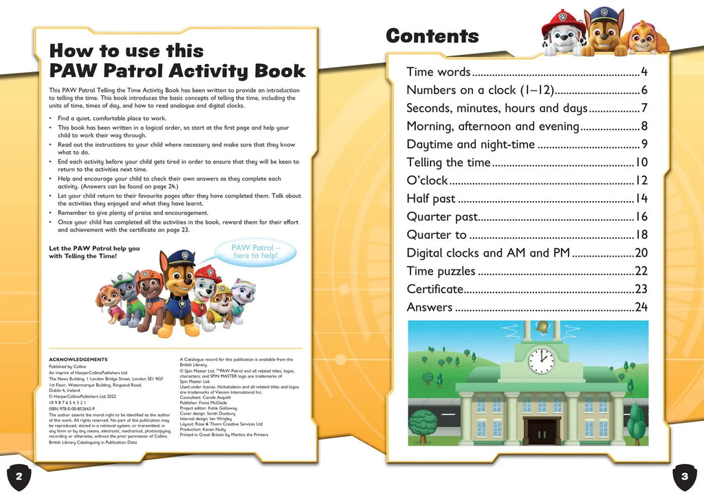 PAW Patrol Telling The Time Activity Book