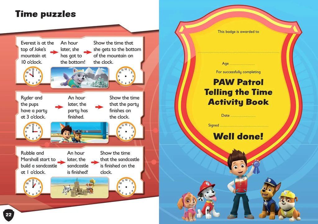 PAW Patrol Telling The Time Activity Book
