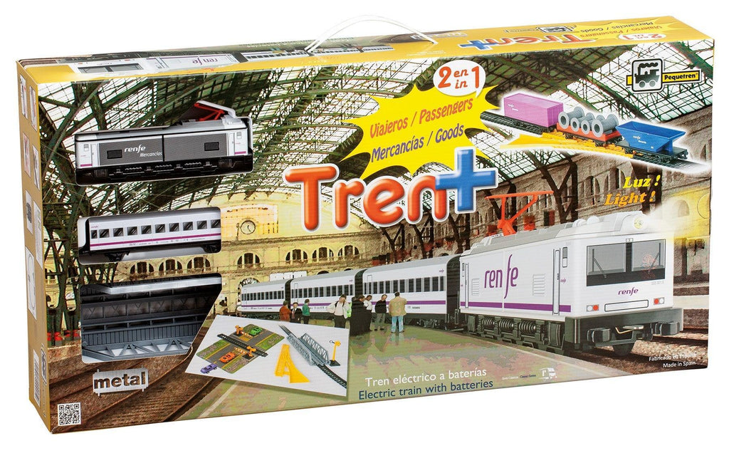 PEQUETREN 905 Renfe Passengers Merchandises Metallic Train Set - TOYBOX