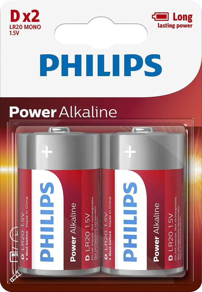 Philips Power Alkaline D Type Batteries Pack of 2 - TOYBOX Toy Shop