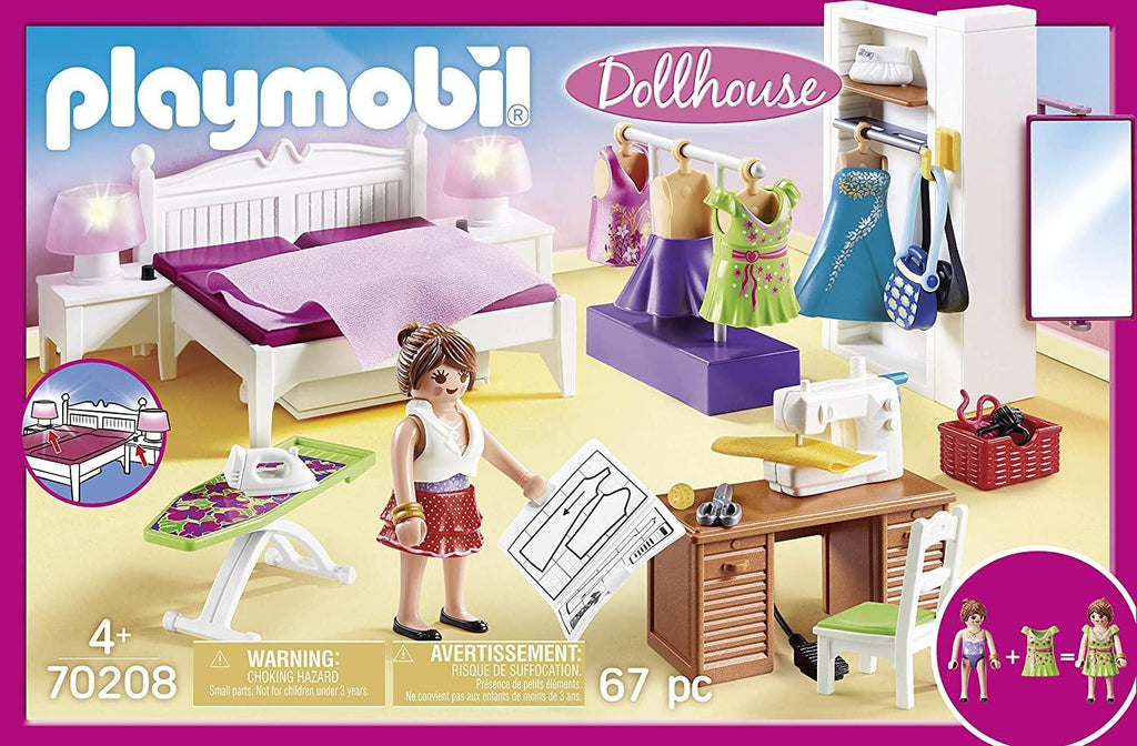 PLAYMOBIL 70208 Bedroom with Sewing Corner Furniture Pack - TOYBOX Toy Shop
