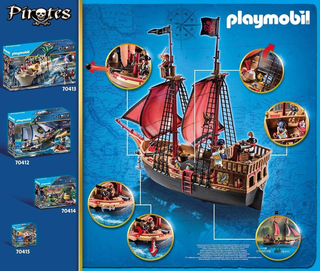 PLAYMOBIL 70411 Pirates Large Floating Pirate Ship with Cannon - TOYBOX Toy Shop