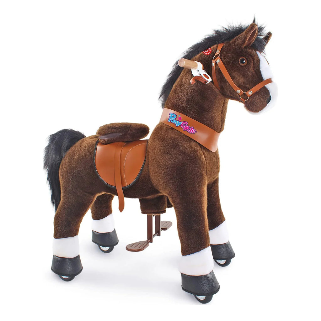 PonyCycle Mechanically Walking Ride-On Horse, Chocolate - Ages 4-8 - TOYBOX Toy Shop