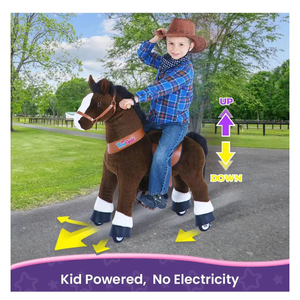 PonyCycle Mechanically Walking Ride-On Horse, Chocolate - Age 7+ - TOYBOX Toy Shop