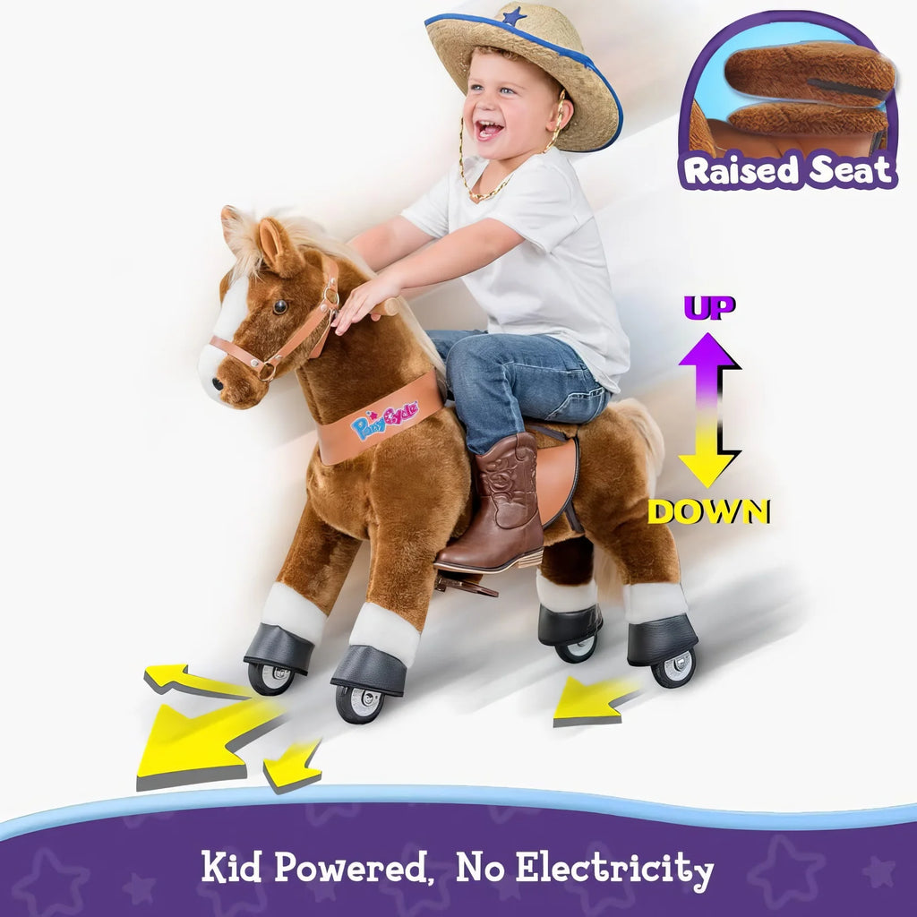PonyCycle Mechanically Walking Ride-On - Brown Horse - Age 3-5 Years - TOYBOX Toy Shop