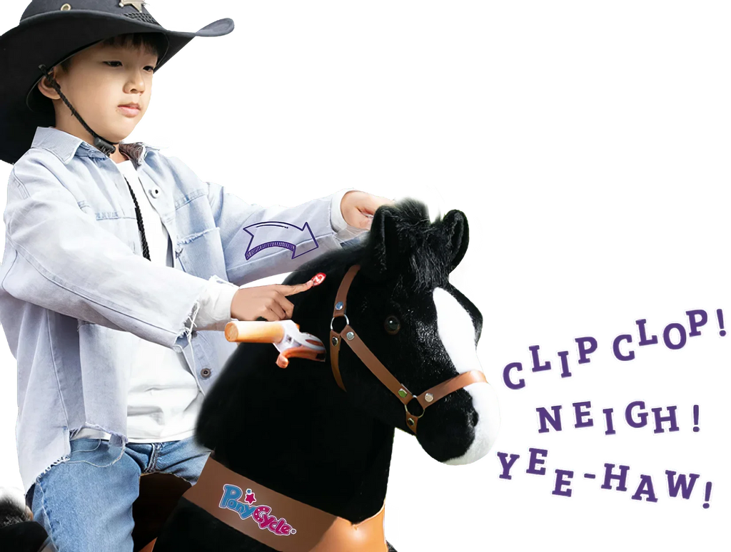 PonyCycle Mechanically Walking Ride-On Black Horse - Ages 4-8 - TOYBOX Toy Shop
