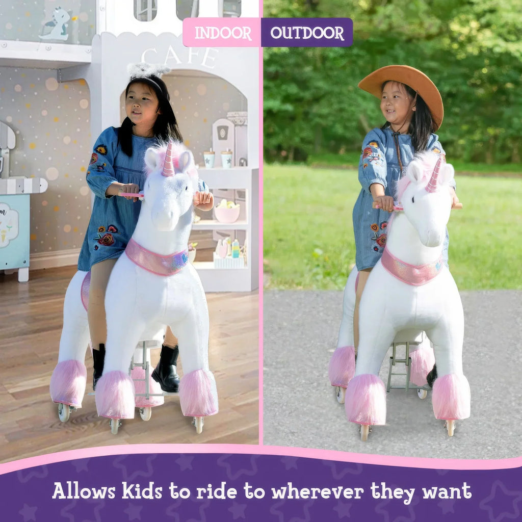 PonyCycle Mechanically Walking Ride-On Pink Unicorn - Ages 4-8 Years - TOYBOX Toy Shop