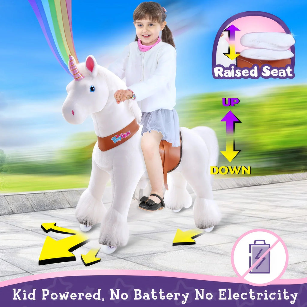 PonyCycle Mechanically Walking Ride-On White Unicorn - Ages 3-5 Years - TOYBOX Toy Shop