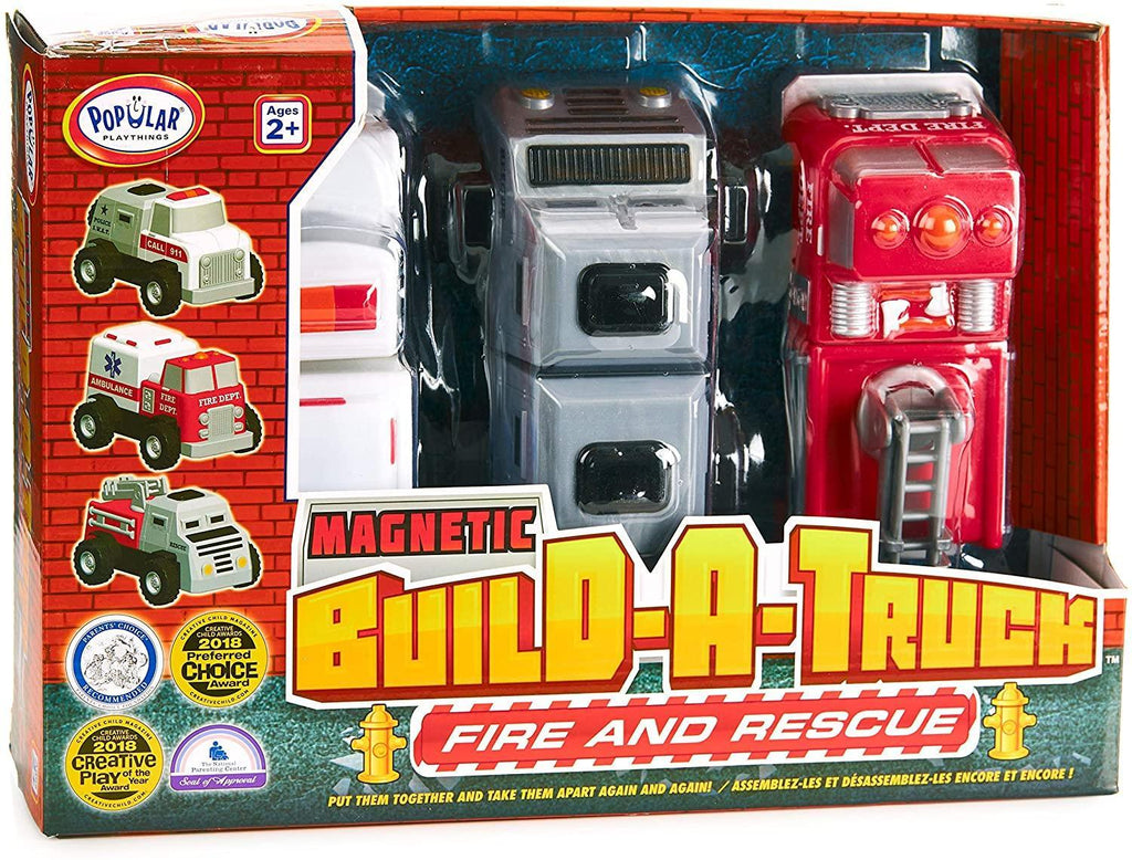 POPULAR PLAYTHINGS Magnetic Build-A-Truck Fire and Rescue Set - TOYBOX