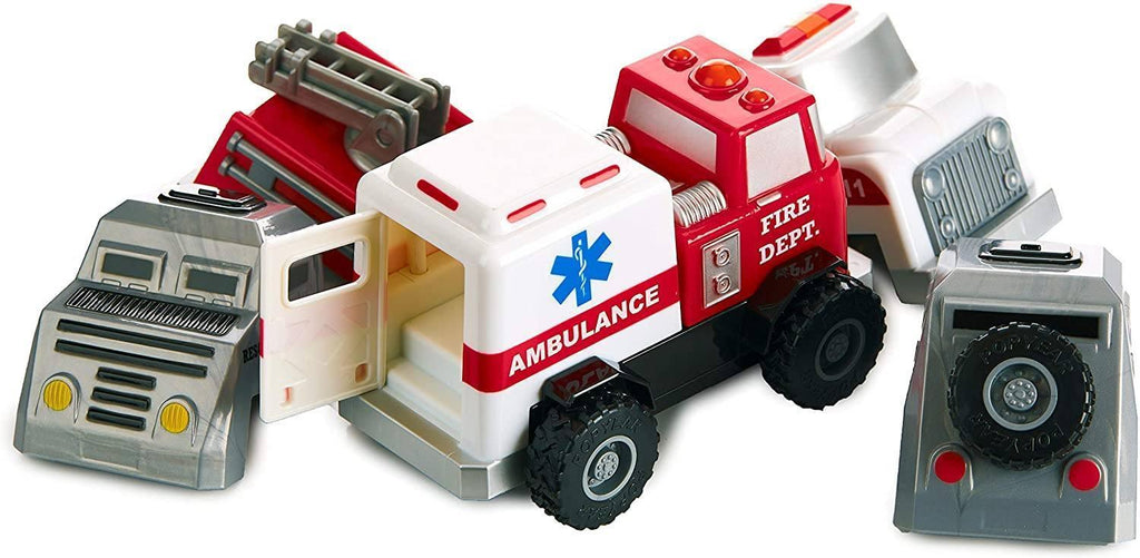 POPULAR PLAYTHINGS Magnetic Build-A-Truck Fire and Rescue Set - TOYBOX