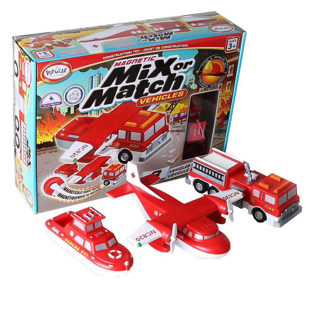 Popular Playthings Magnetic Mix or Match Vehicles, Fire & Rescue - TOYBOX Toy Shop
