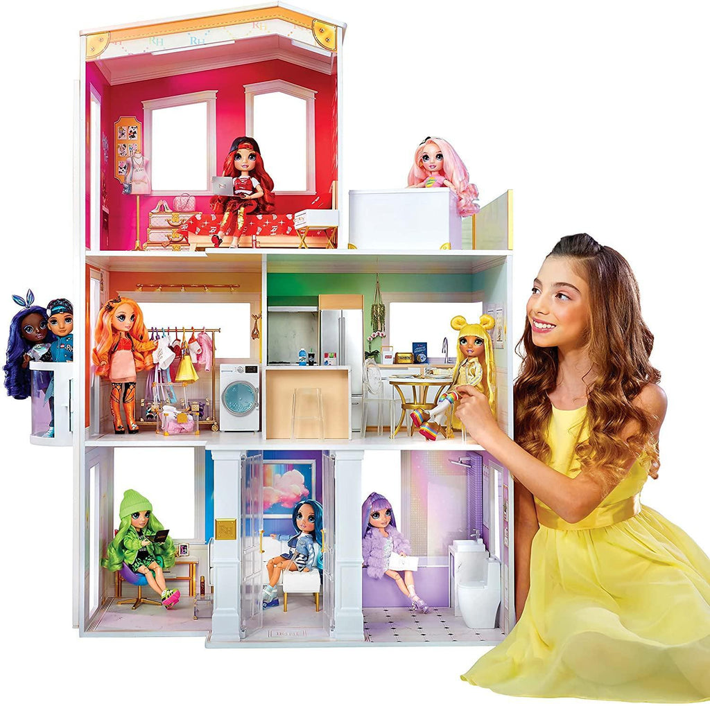 Rainbow High House – 3-Story Wooden Doll House with Accessories - TOYBOX Toy Shop