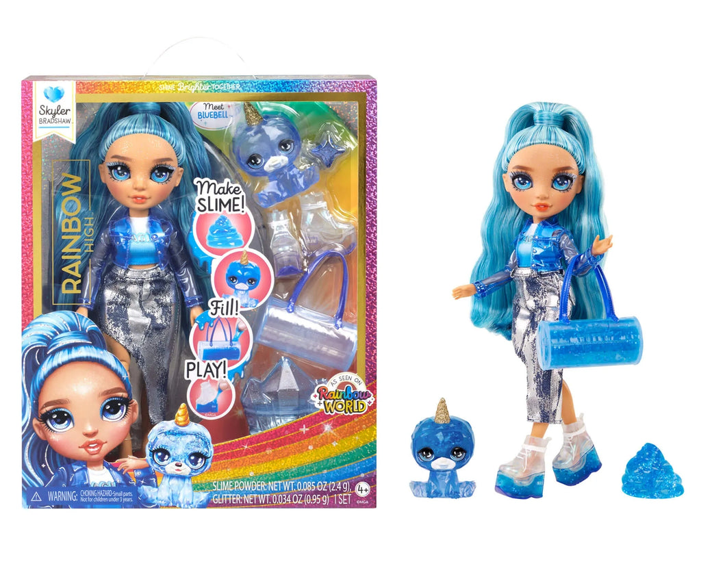 Rainbow High Skyler (blue) with Slime Kit & Pet