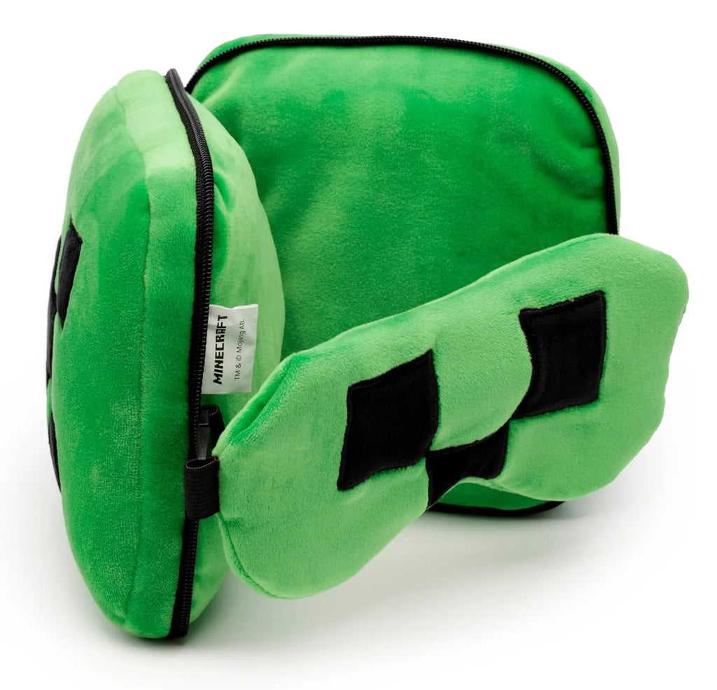 Relaxeazzz Minecraft Creeper Travel Pillow Eye Mask
