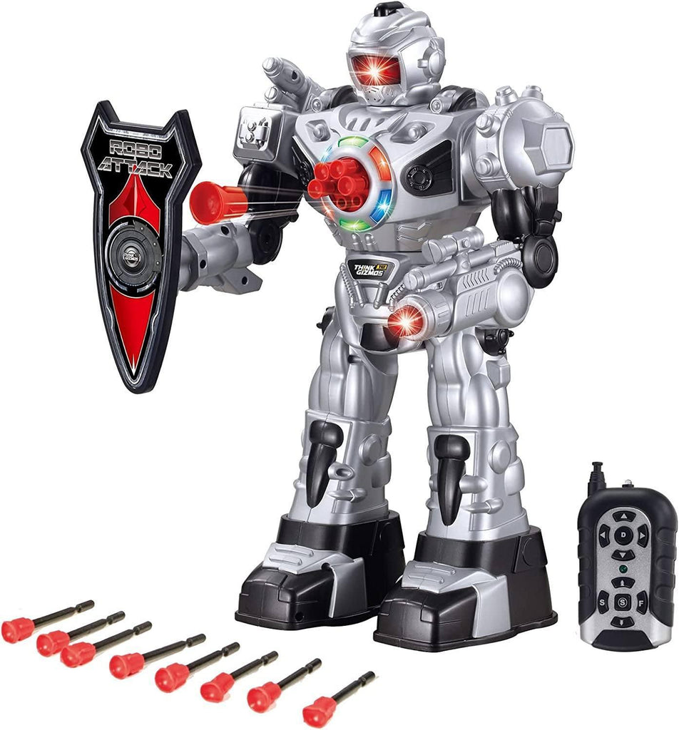 RoboAttack Large Remote Control Interactive Robot - Silver - TOYBOX Toy Shop