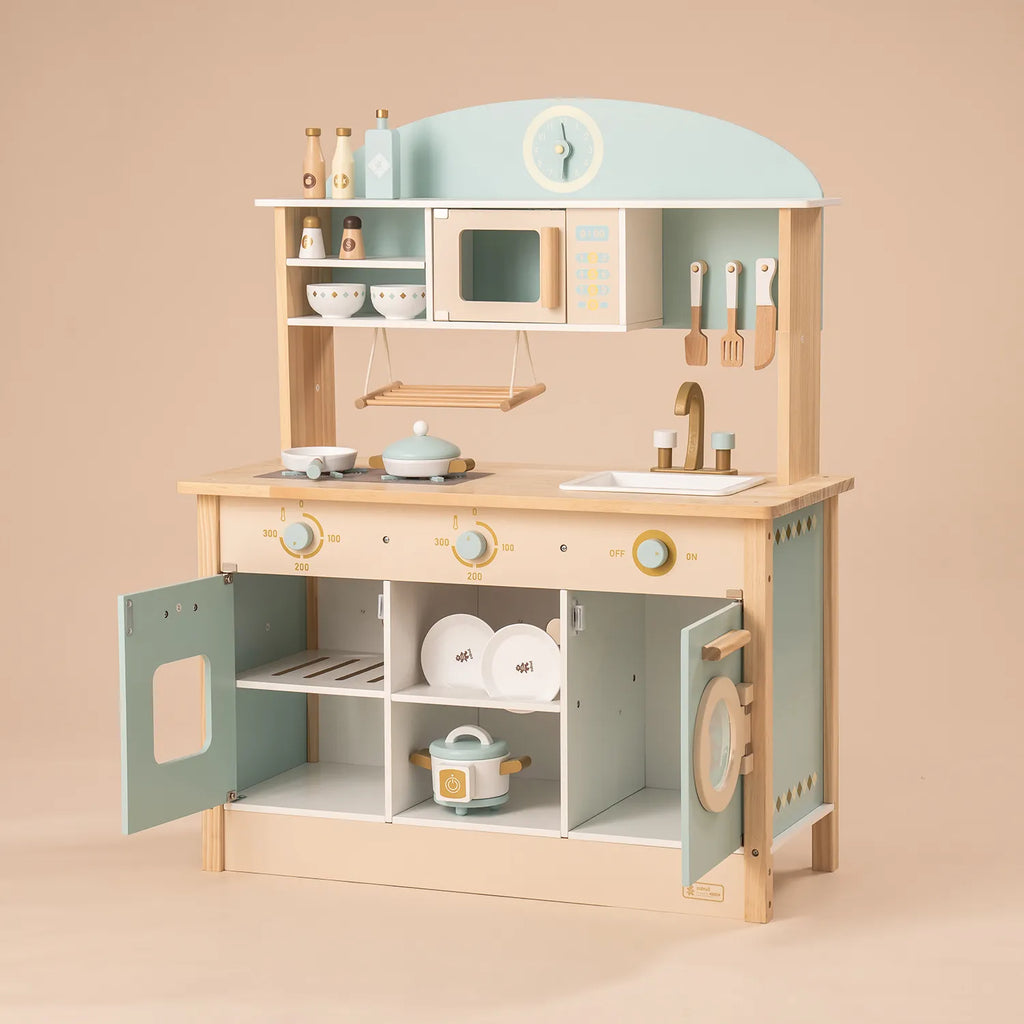 ROBUD Deluxe Wooden Kitchen Pretend Playset with Accessories - TOYBOX Toy Shop