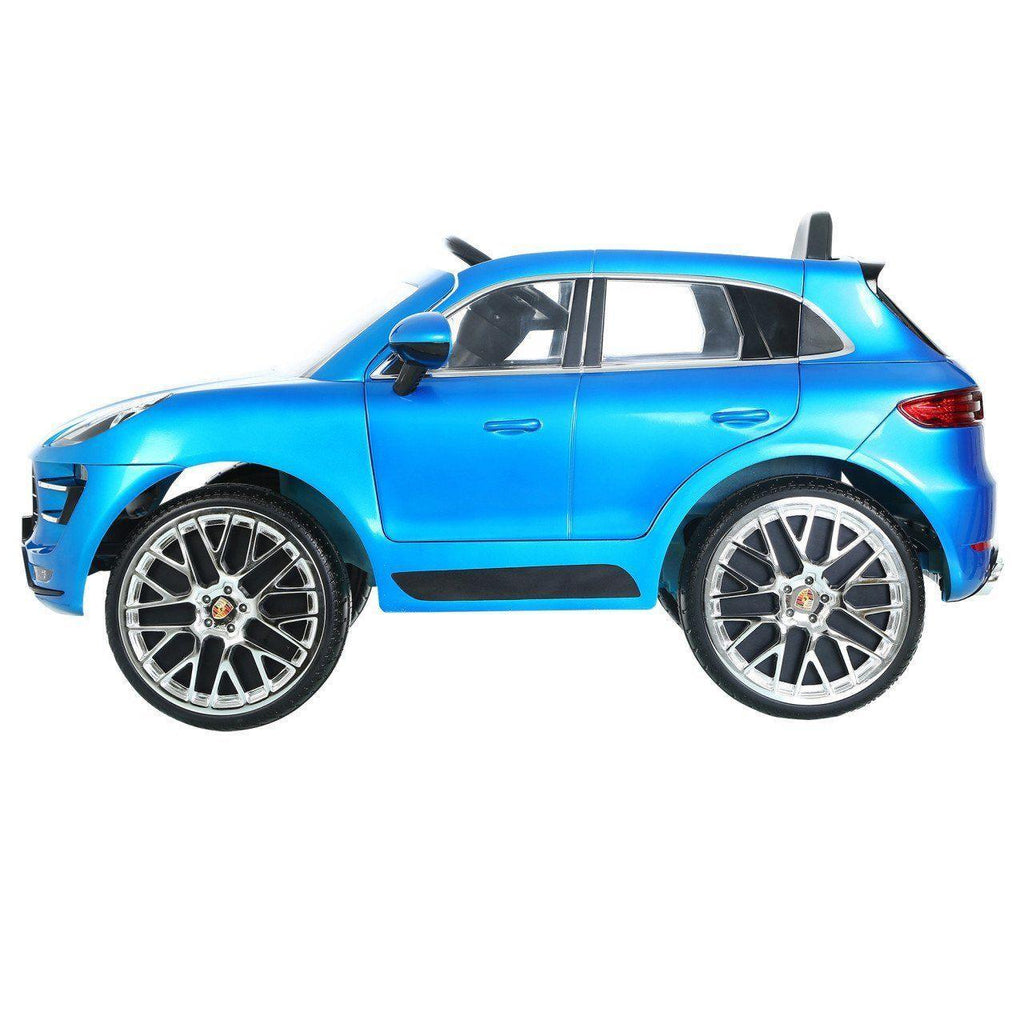 ROLLPLAY Germany Premium Porsche Macan Turbo 12V Battery Ride-On Car - Blue - TOYBOX Toy Shop