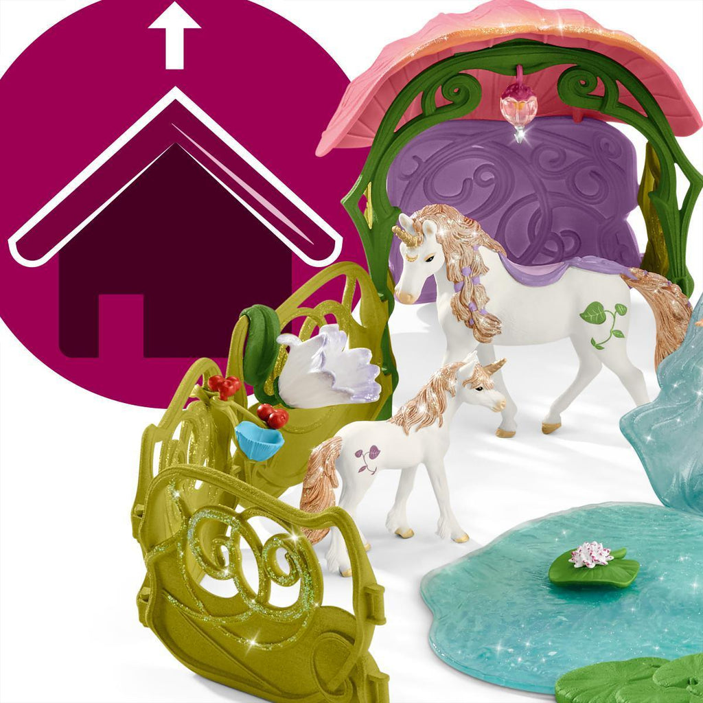 Schleich 42445 Glittering Flower House With Unicorns - TOYBOX Toy Shop