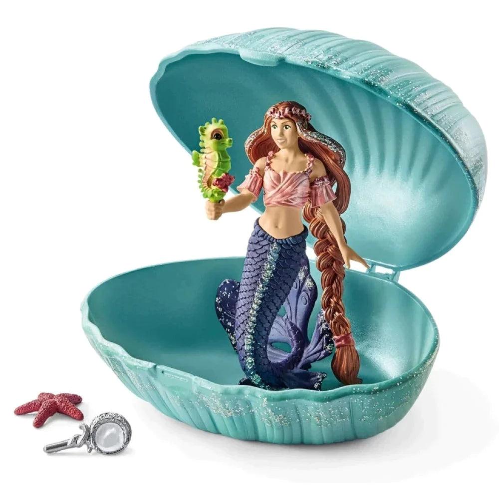 Schleich 70563 Mermaid With Baby Seahorse in Shell Figure - TOYBOX Toy Shop
