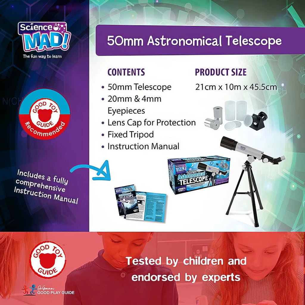 Science Mad 50mm Astronomical Telescope - TOYBOX Toy Shop