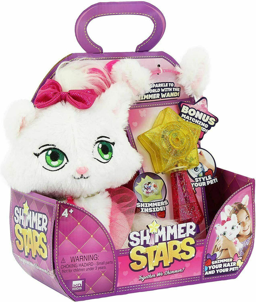 Shimmer Stars Twinkle Cat 28cm Plush - White - TOYBOX Toy Shop