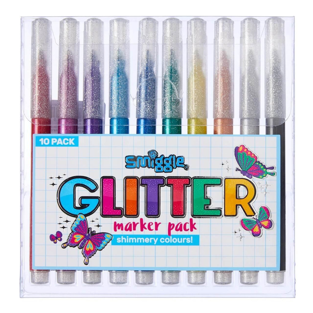SMIGGLE 471384 Glitter Marker Pack X10 Hot Mix - TOYBOX Toy Shop