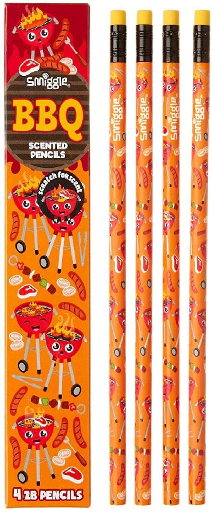 SMIGGLE BBQ Scented Pencil Pack X4 Scented HB Wooden With Eraser Top - TOYBOX Toy Shop