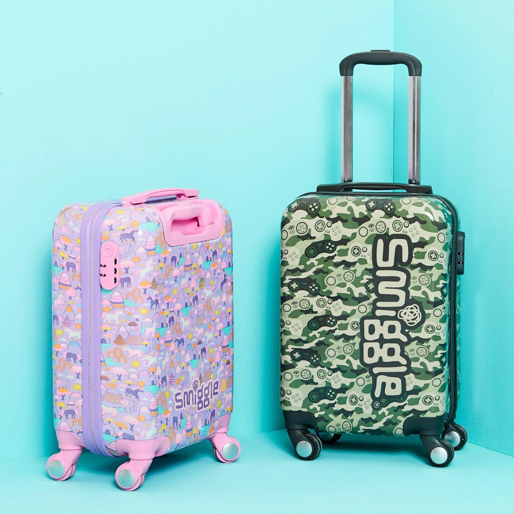 SMIGGLE Beam Four Wheel Travel Trolley Bag, Colour Khaki - TOYBOX Toy Shop