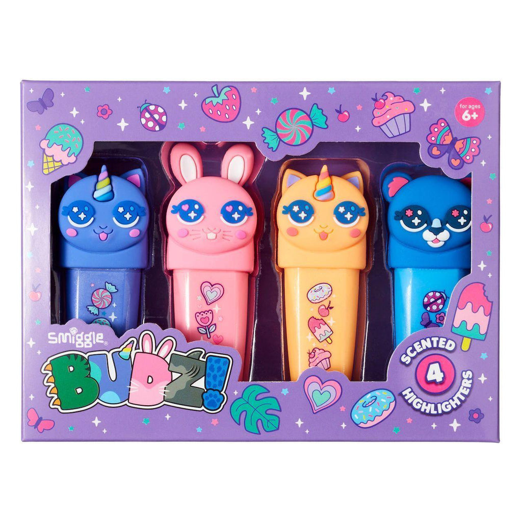 SMIGGLE Budz Scented Highlighters X4 - TOYBOX Toy Shop