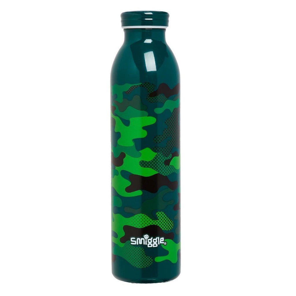 SMIGGLE Budz Slimline Stainless Steel Drink Bottle, Camouflage Print - TOYBOX Toy Shop