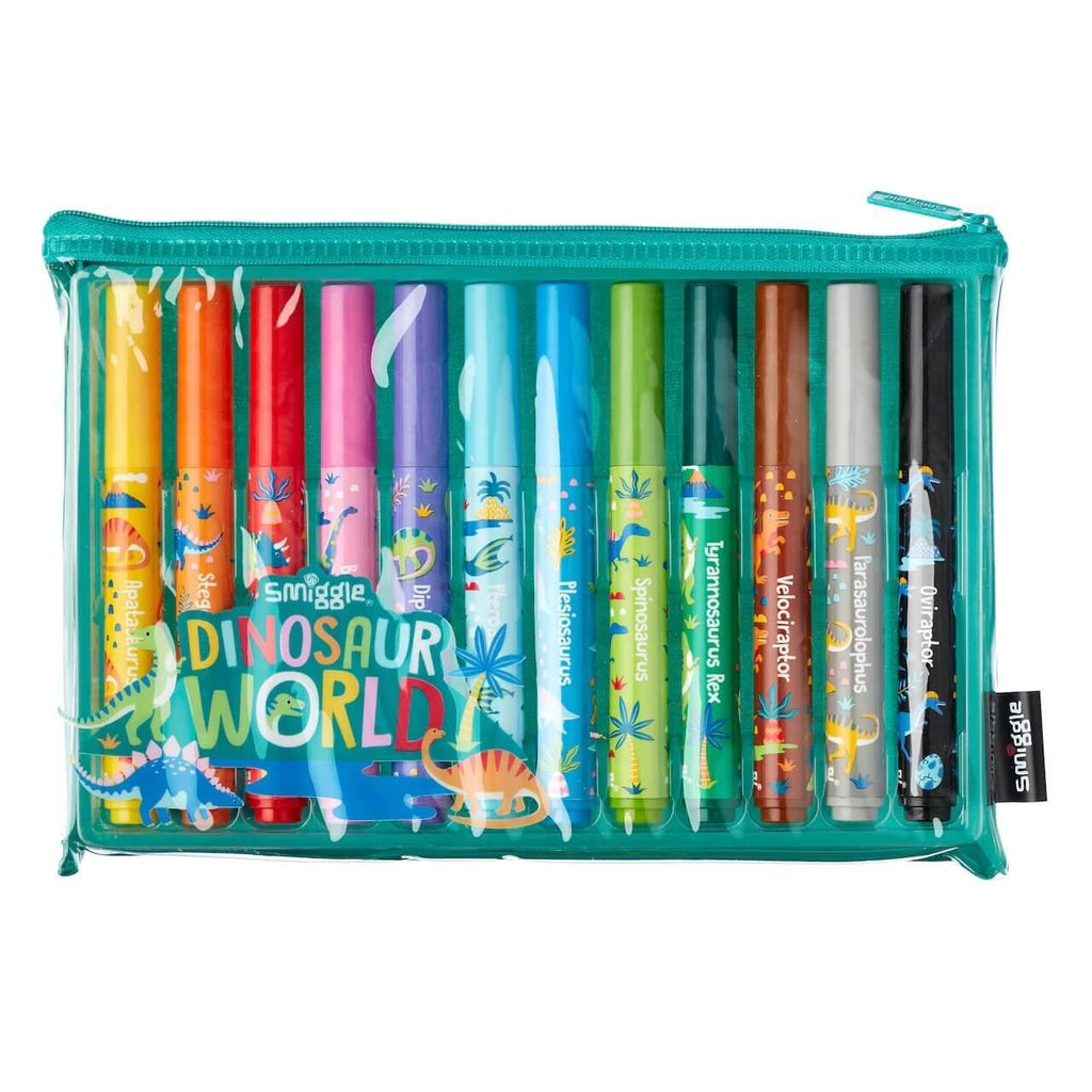 SMIGGLE Dino World Scented Markers Pack x 12 Colour Mix - TOYBOX Toy Shop