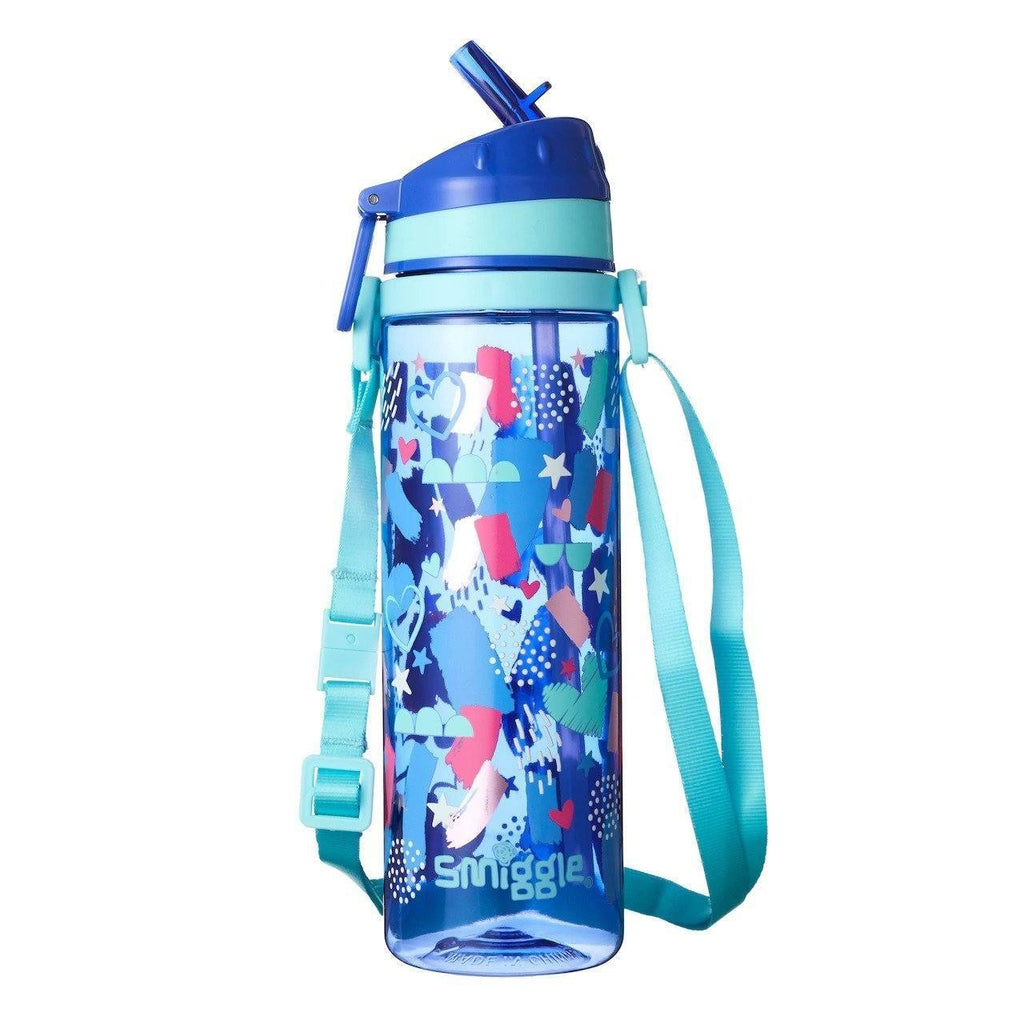 SMIGGLE Dizzy Strap Drinking Bottle, Blue/Aqua - TOYBOX