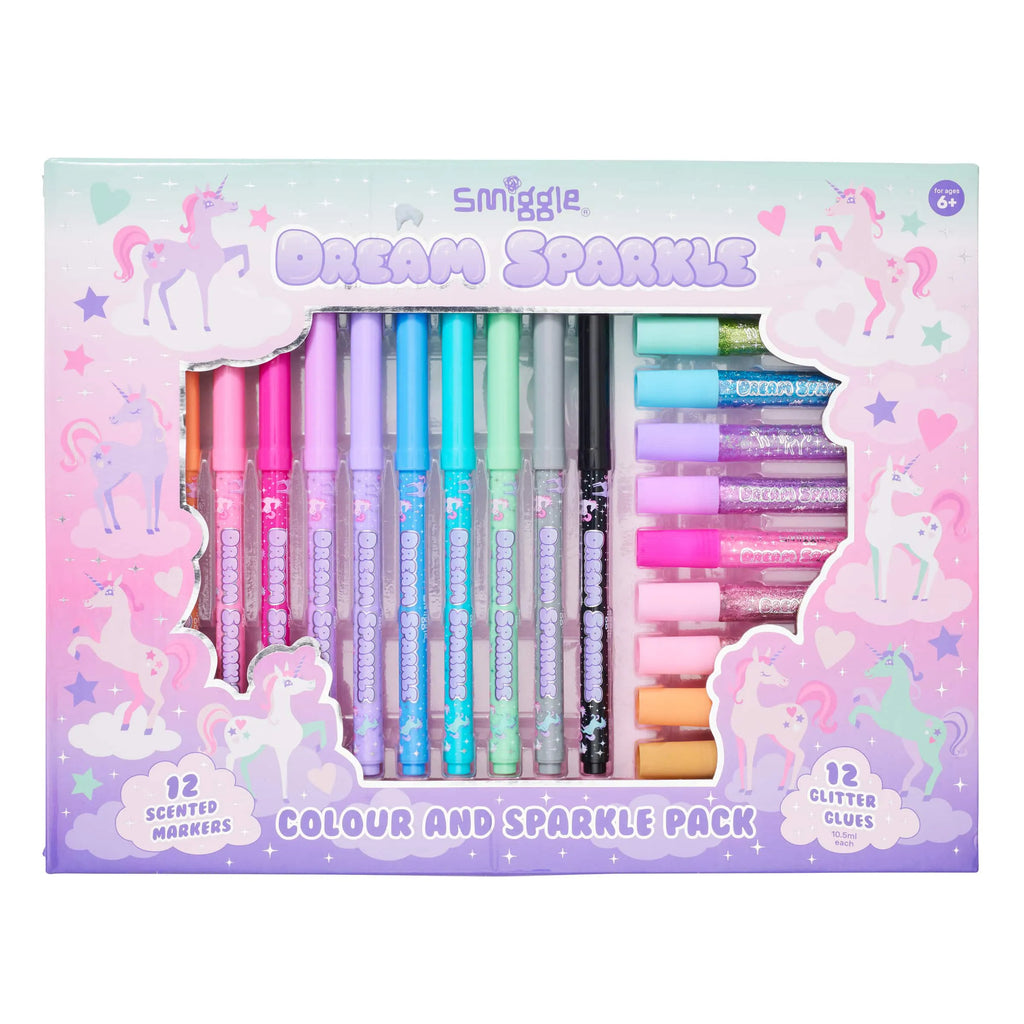 Smiggle Dream Sparkle Colour and Sparkle Scented Markers Pack