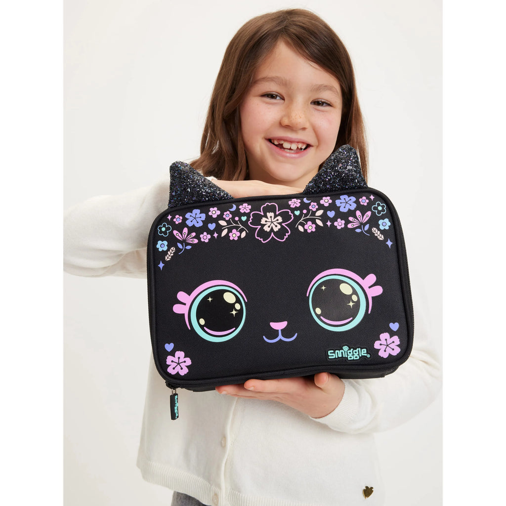 Smiggle Eclipse Oblong Attach Lunchbox - Black Mix