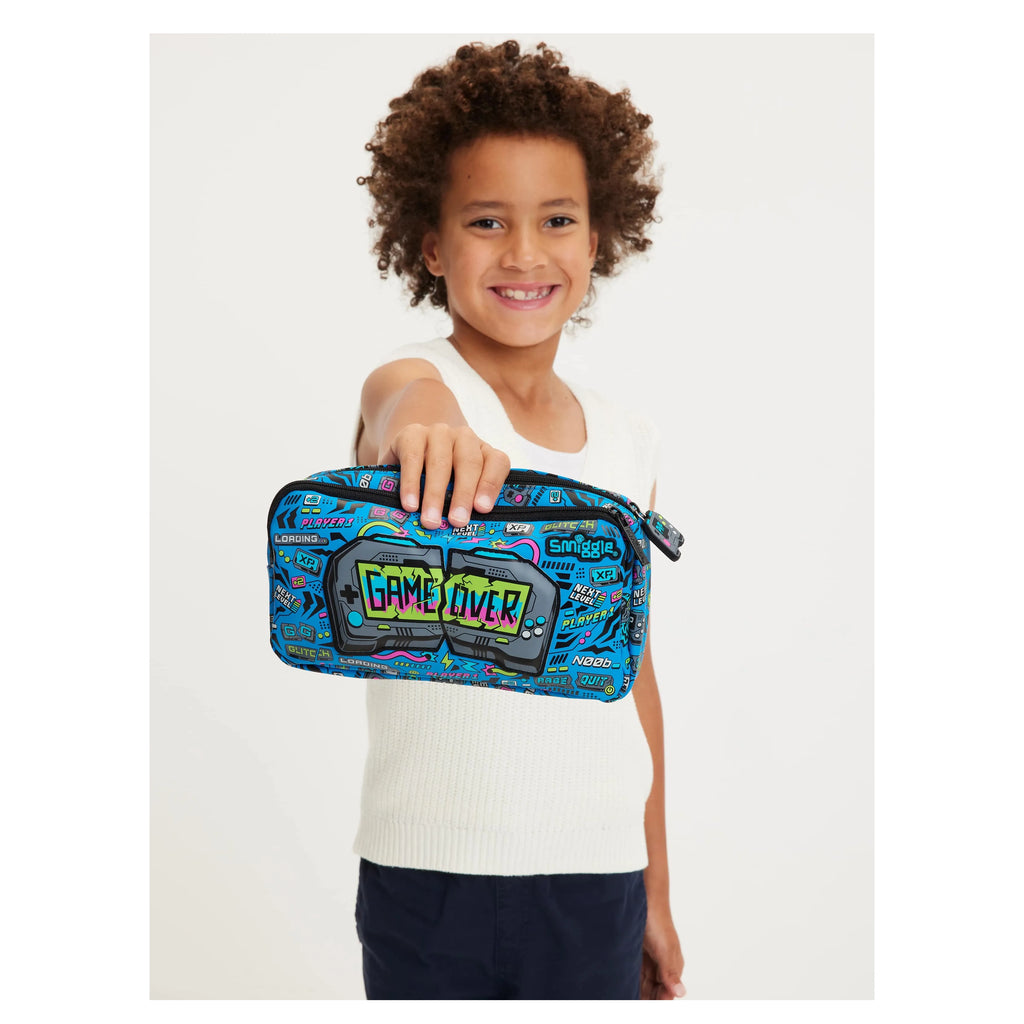 Smiggle Eclipse Pocket Character Pencil Case - Mid Blue