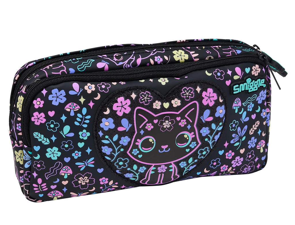 Smiggle Eclipse Pocket Character Pencil Case - Black Mix