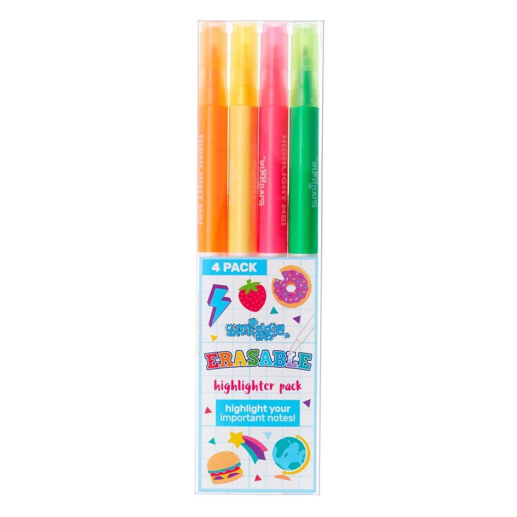 SMIGGLE Erasable Highlighters Pack X4 Colour Mix - TOYBOX Toy Shop