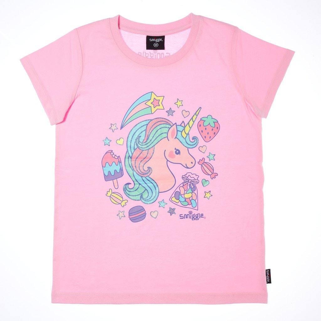SMIGGLE Fun Print T-Shirt - Pink Glitter Unicorn - TOYBOX Toy Shop