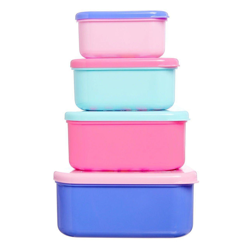 SMIGGLE Happy Snack N Stack Containers x 4 - Pink - TOYBOX